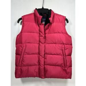 Vintage Girls Gap Vest Puffer Down Filled Sz Large 90s Berry Pink Cozy Fleece